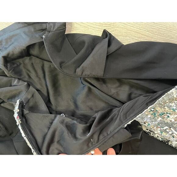 NWT Eye Candy Silver night sequin and black blazer coat combo going out party - Picture 11 of 13
